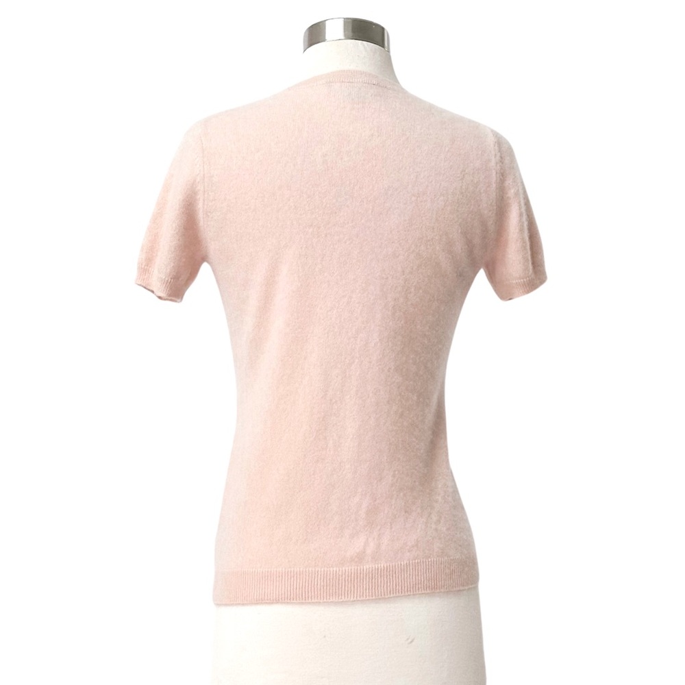 Holt Renfrew Baby Pink Cashmere Knit Sweater Short Sleeve Top - Picture 4 of 6